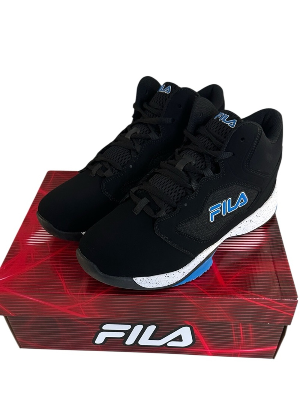 Fila Kid's Sweeper 21FW Black White Blue Sneakers Size 7 Youth New in‎ Box!